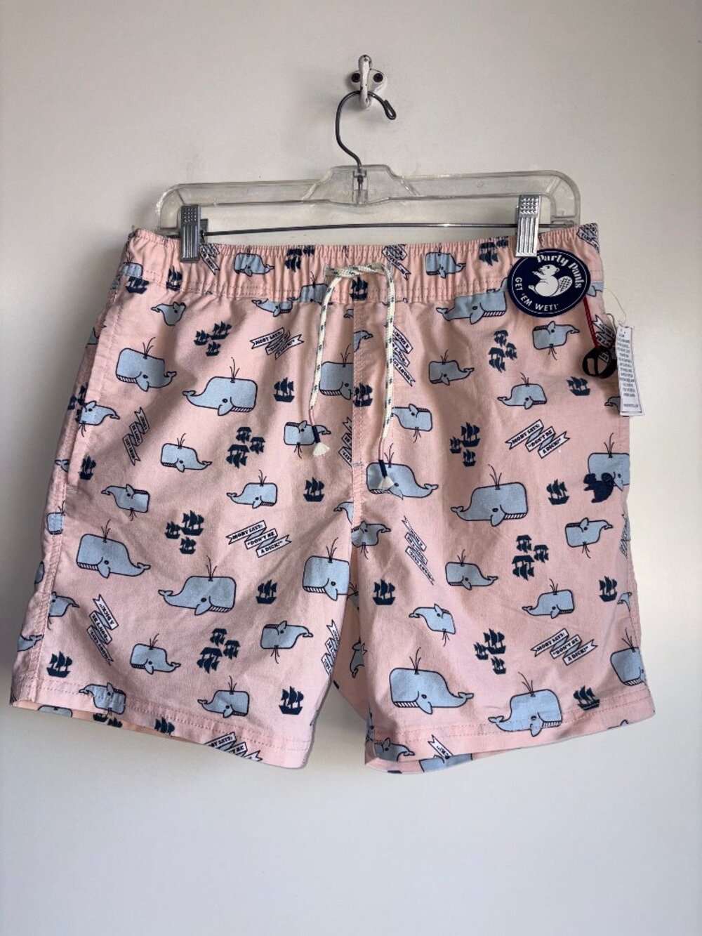NWT Party Pants Swim Trunks Moby Dick Shorts Men's Medium